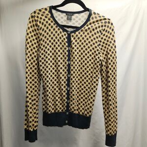 2for$20 Ann Taylor cream navy white button down cardigan scoop neck small office